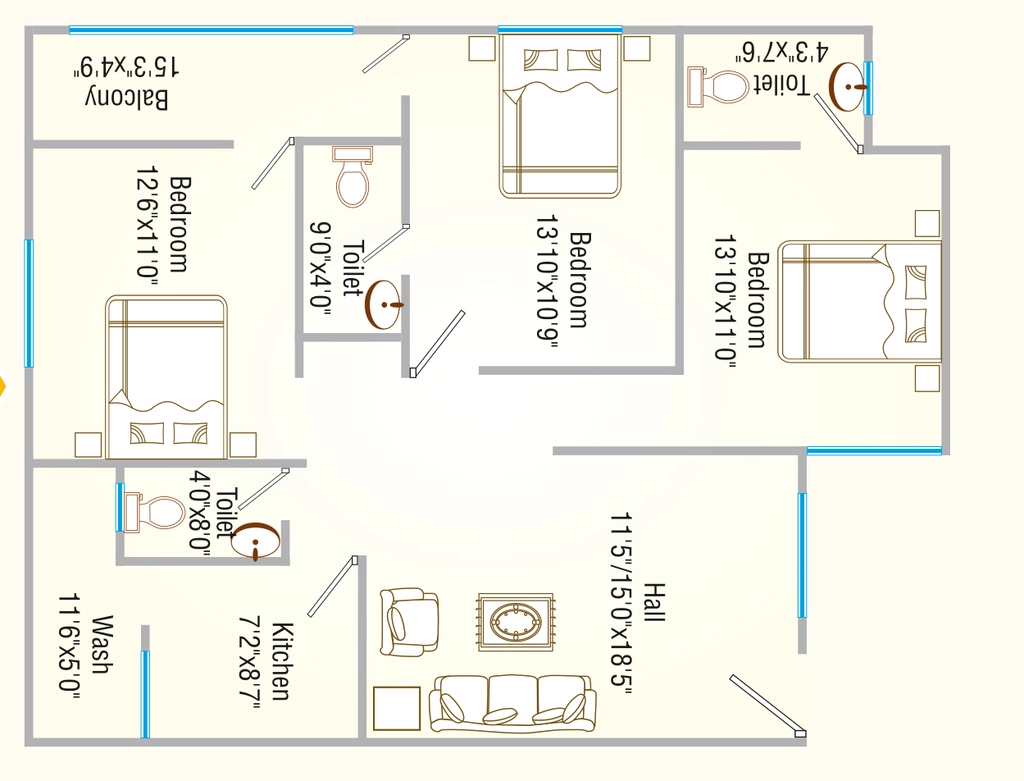 3 BHK Flat in Sanskaar Paradise in Ayodhya Bypass, Bhopal - Image 922156