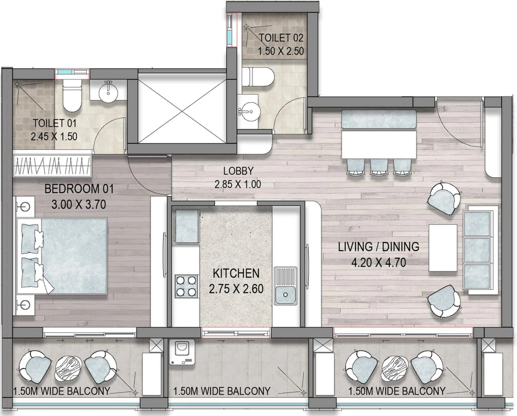 1 BHK Flat in Delvin JD Pearl in Colvale, Goa - Image 921595
