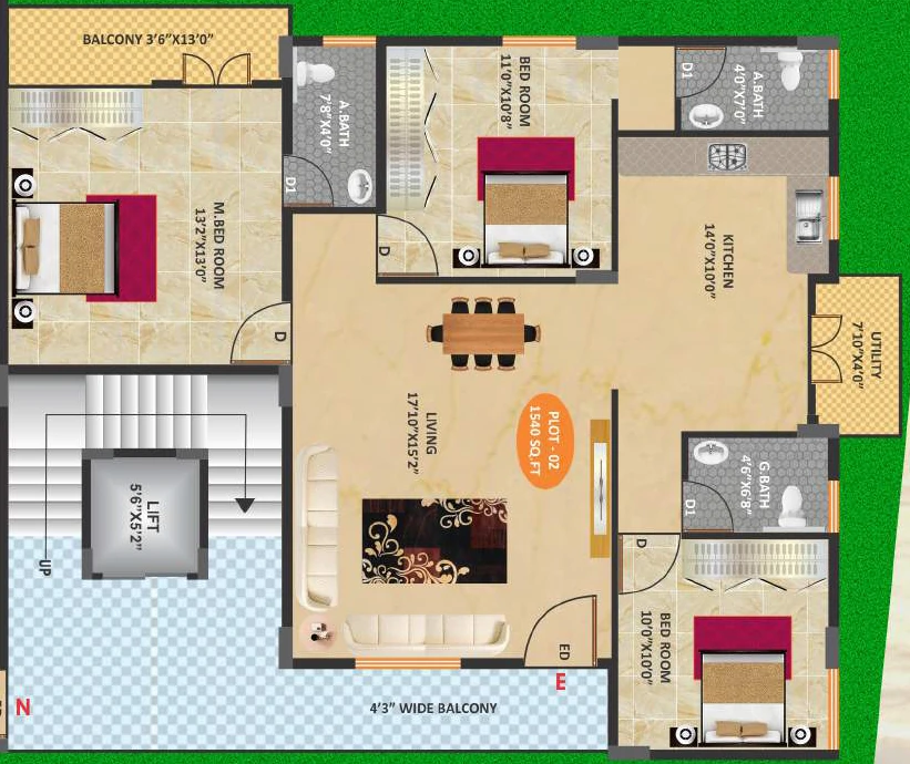 3 BHK Flat in Avighna Sun Grandeur in HSR Layout, Bangalore - Image 921649
