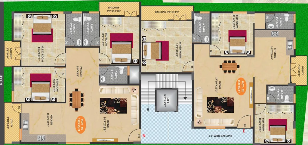 Floor Plan of Avighna Sun Grandeur in HSR Layout, Bangalore - Image 411162