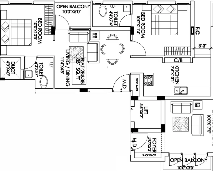 2 BHK Flat in Misri The Aura in Madipakkam, Chennai - Image 921662
