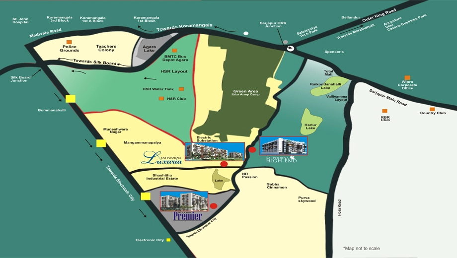 Location of Srinivasa Sai Poorna High End in Haralur, Bangalore - Image 411215