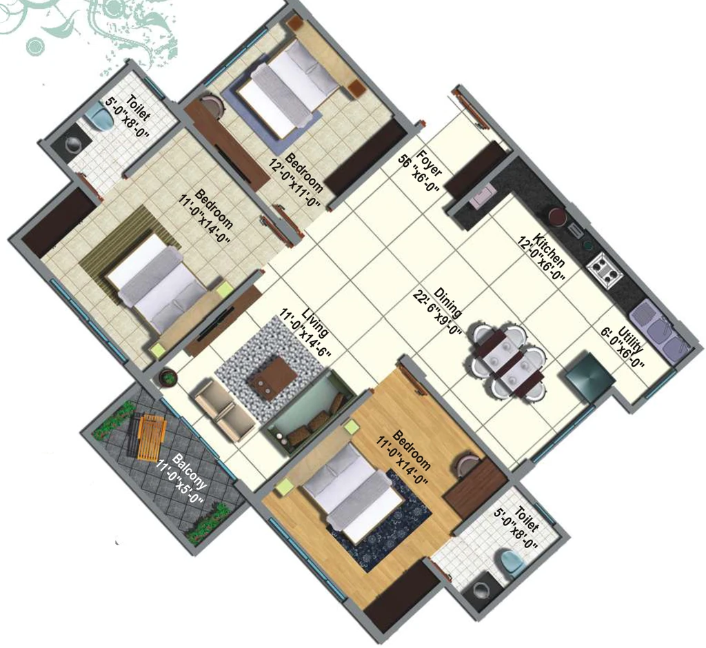 3 BHK Flat in Srinivasa Sai Poorna Premier in Kudlu Gate, Bangalore - Image 921683