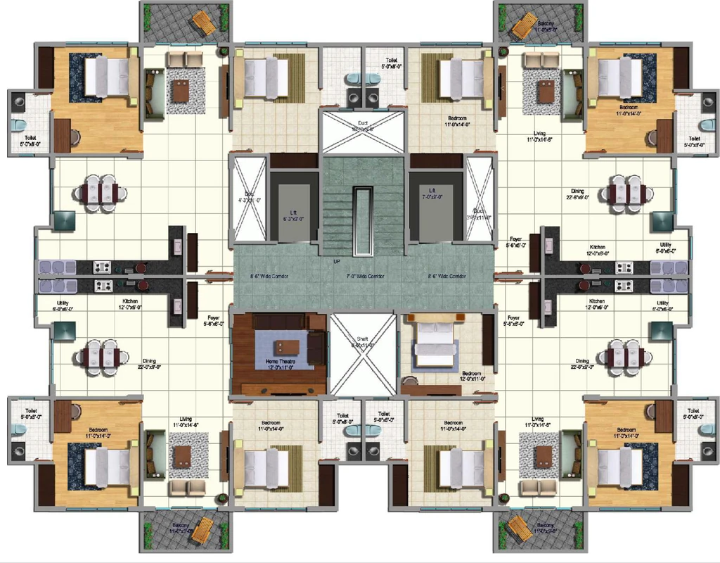 Floor Plan of Srinivasa Sai Poorna Premier in Kudlu Gate, Bangalore - Image 411224
