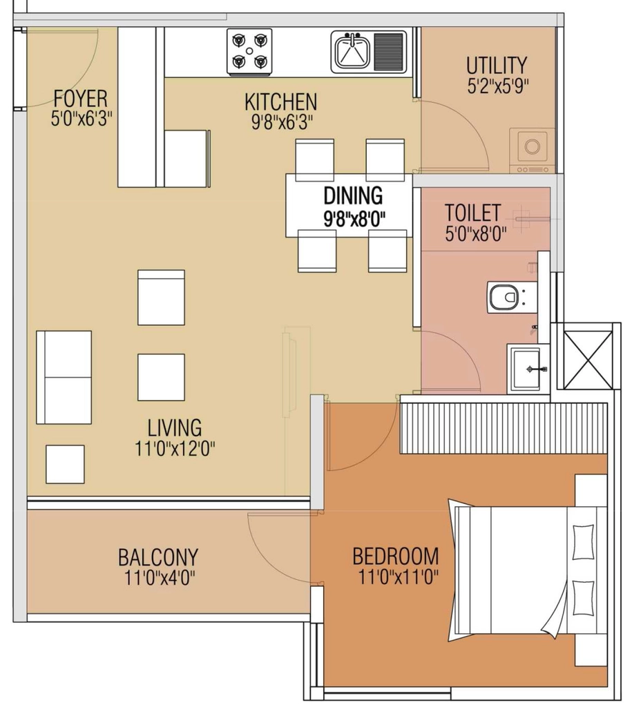 1 BHK Flat in The Advantage Raheja Acco in Koramangala, Bangalore - Image 921774