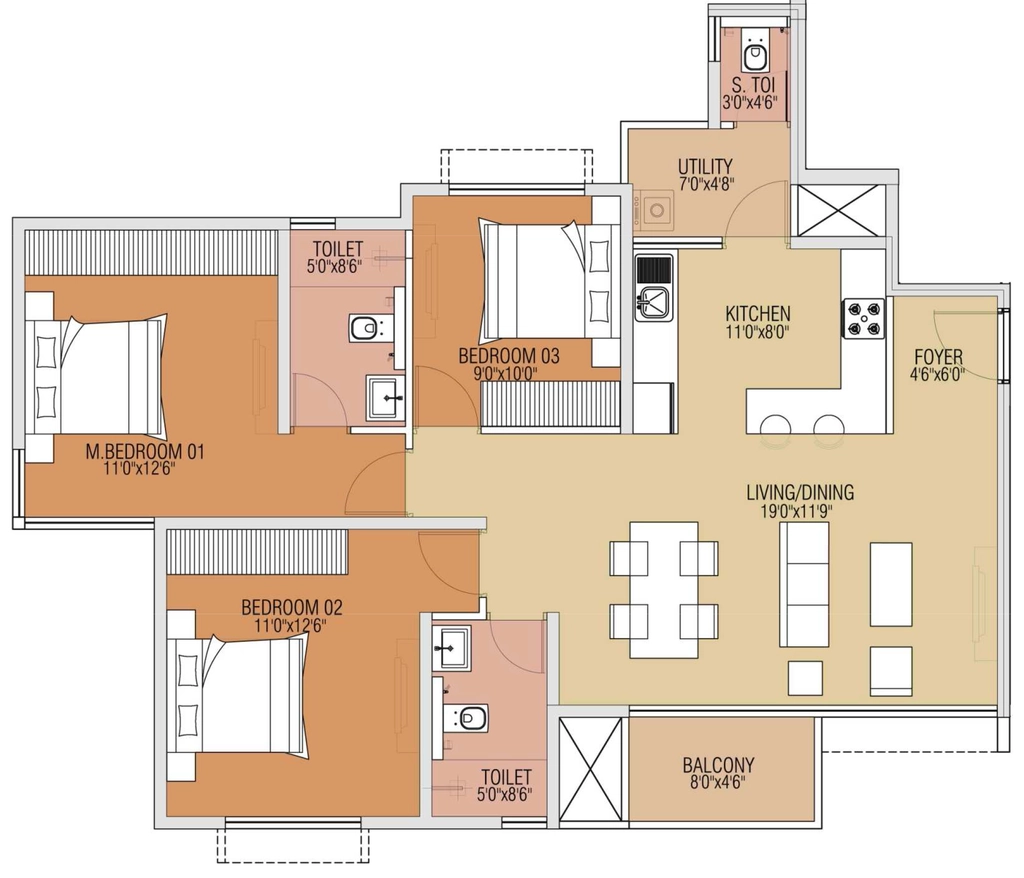 3 BHK Flat in The Advantage Raheja Acco in Koramangala, Bangalore - Image 921776