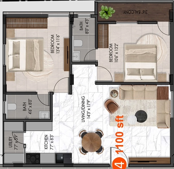 2 BHK Flat in MN Skanda in HSR Layout, Bangalore - Image 921800