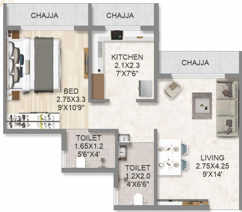 1 BHK Flat in Om Unnati in Taloja, Navi Mumbai - Image 921813
