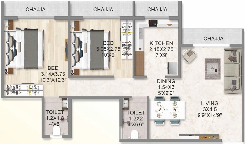 2 BHK Flat in Om Unnati in Taloja, Navi Mumbai - Image 921814