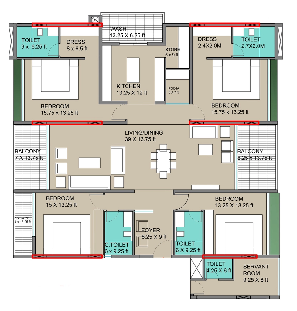 4 BHK Flat in Sarthak Solitare in Bicholi Mardana, Indore - Image 921826