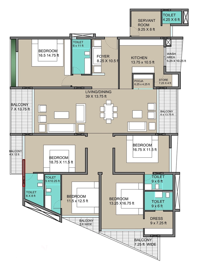 4 BHK Flat in Sarthak Solitare in Bicholi Mardana, Indore - Image 921829