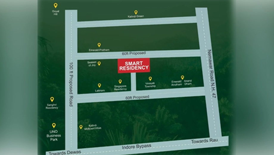 Location of Swastik Smart Residency in Devguradia, Indore - Image 411507