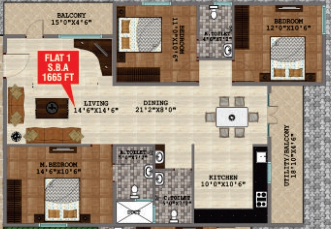 3 BHK Flat in SSB Urban Lotus in Rayasandra, Bangalore - Image 921923