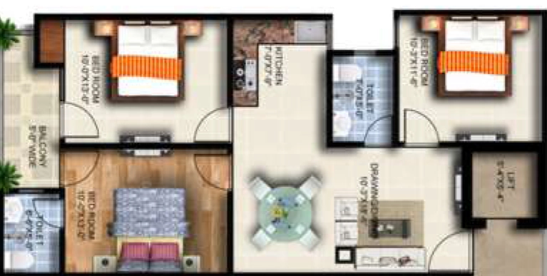 3 BHK Flat in Vyom Metro Apartments in Knowledge ParK 5, Greater Noida - Image 921870