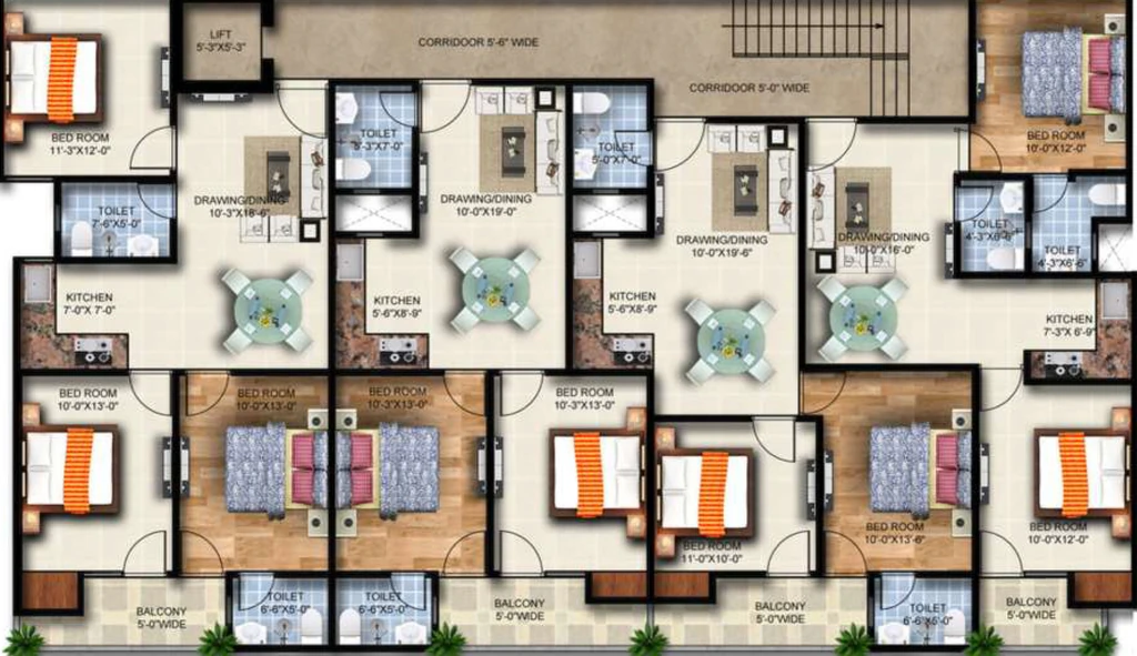 Floor Plan of Vyom Metro Apartments in Knowledge ParK 5, Greater Noida - Image 411600