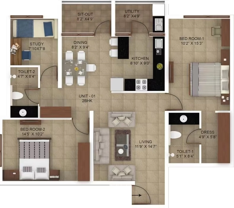 2.5 BHK Flat in Greystone Mirror on Water in Haralur, Bangalore - Image 921904