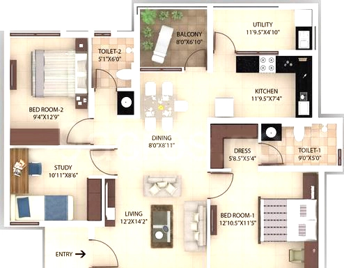 3 BHK Flat in Greystone Mirror on Water in Haralur, Bangalore - Image 921905