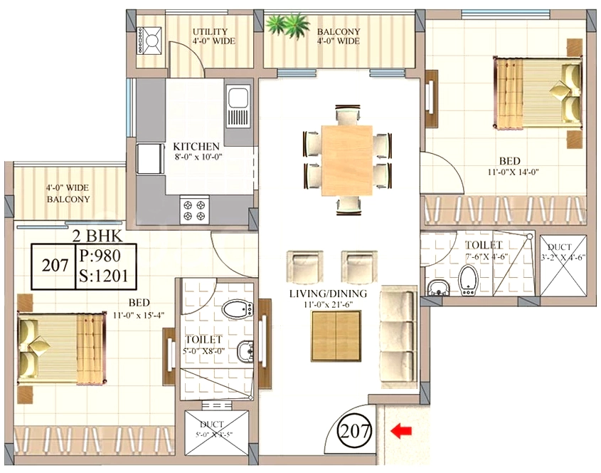 2 BHK Flat in Intact Atrium in Kasavanhalli, Bangalore - Image 921888