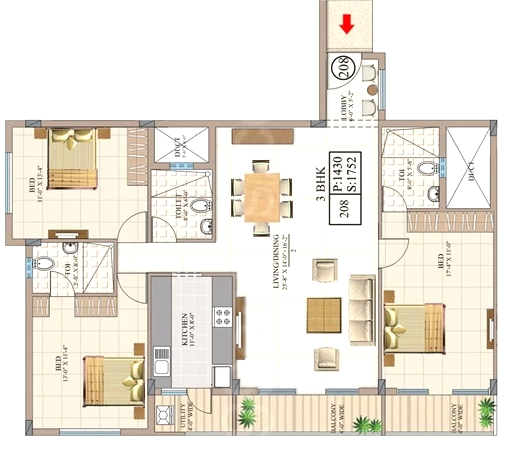 3 BHK Flat in Intact Atrium in Kasavanhalli, Bangalore - Image 921894