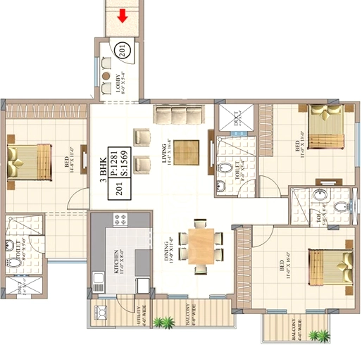 3 BHK Flat in Intact Atrium in Kasavanhalli, Bangalore - Image 921891
