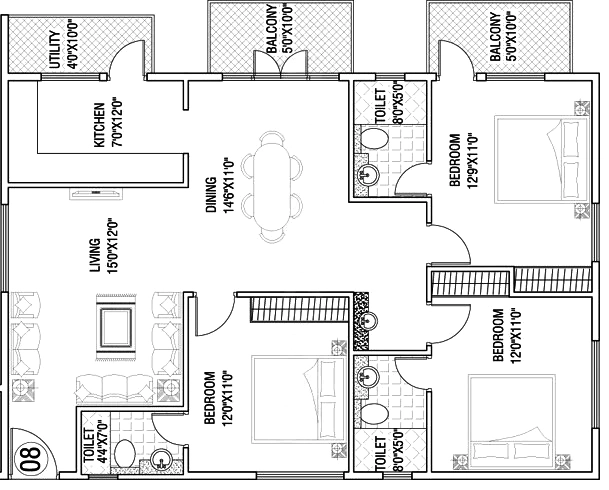 3 BHK Flat in Maitheri Shilpita Golden Sepals in Kaggadasapura, Bangalore - Image 921887