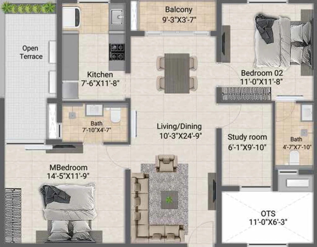 2.5 BHK Flat in Silversky The One in Perungalathur, Chennai - Image 921897