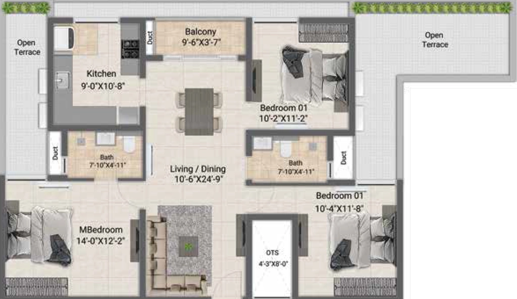 2.5 BHK Flat in Silversky The One in Perungalathur, Chennai - Image 921898