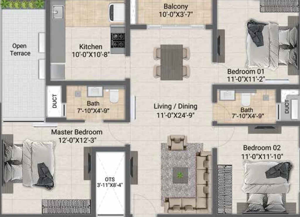2.5 BHK Flat in Silversky The One in Perungalathur, Chennai - Image 921901