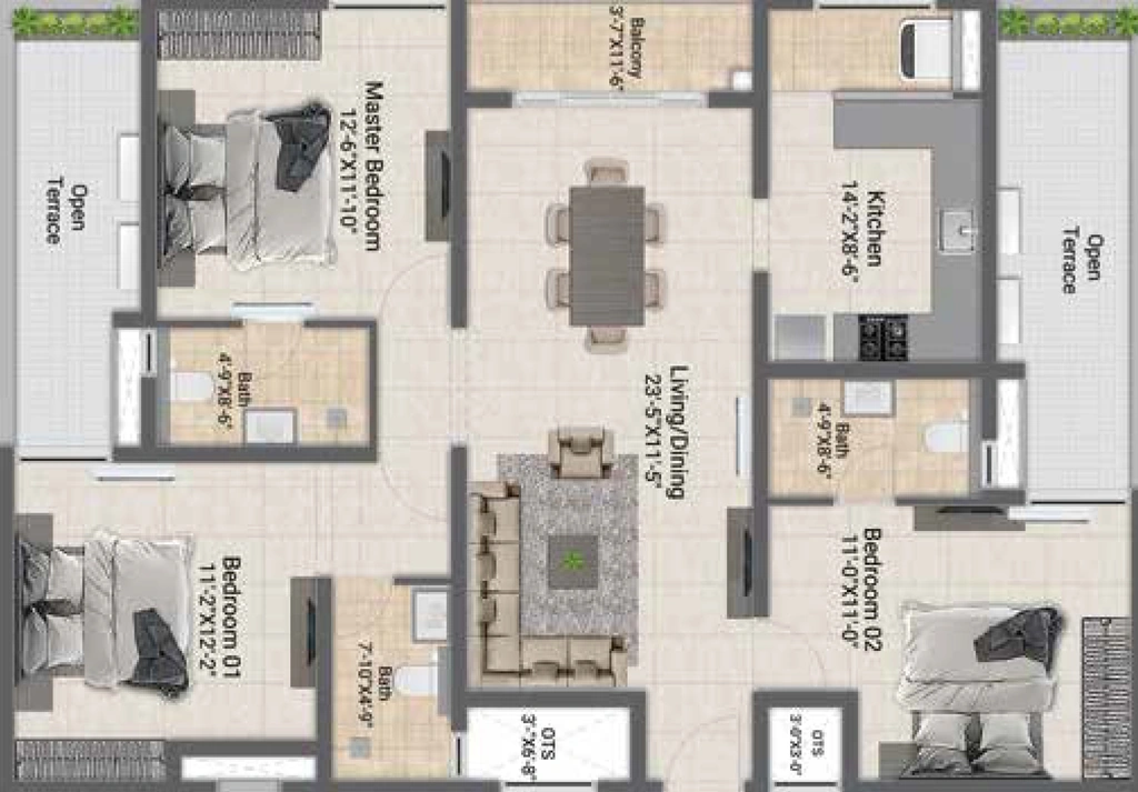 3 BHK Flat in Silversky The One in Perungalathur, Chennai - Image 921902