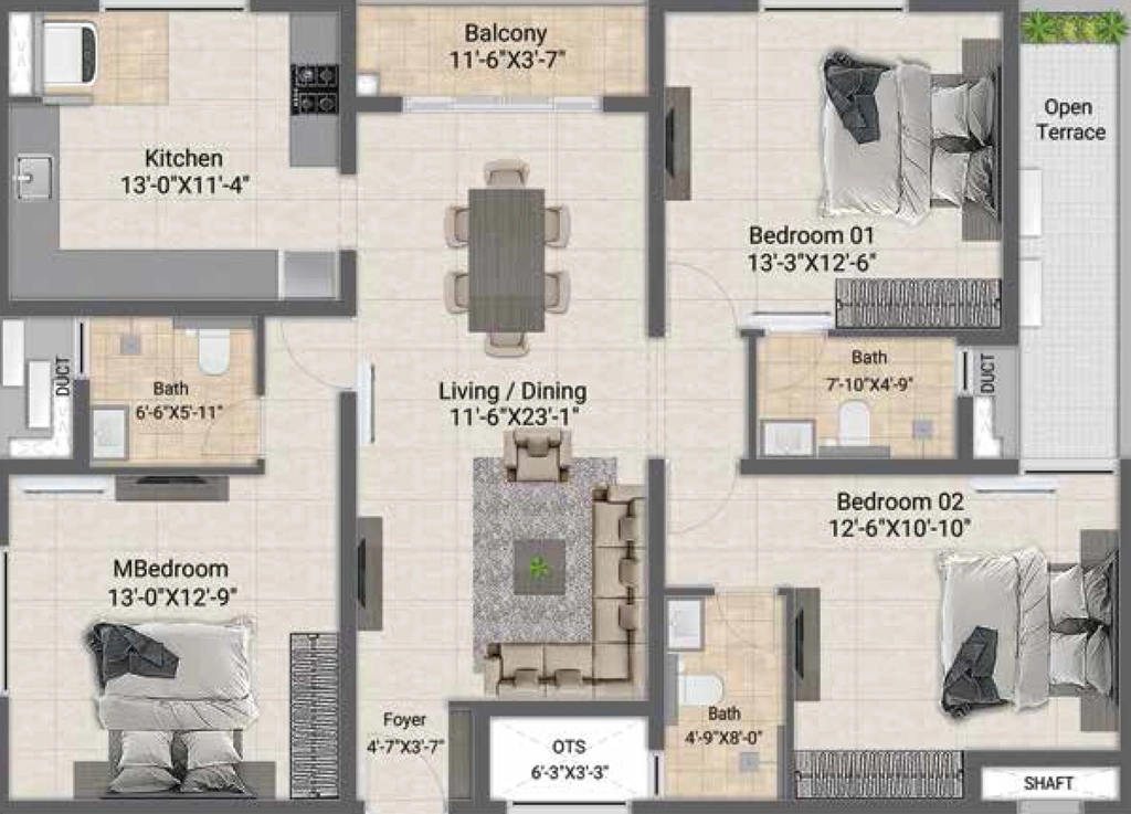 3 BHK Flat in Silversky The One in Perungalathur, Chennai - Image 921903