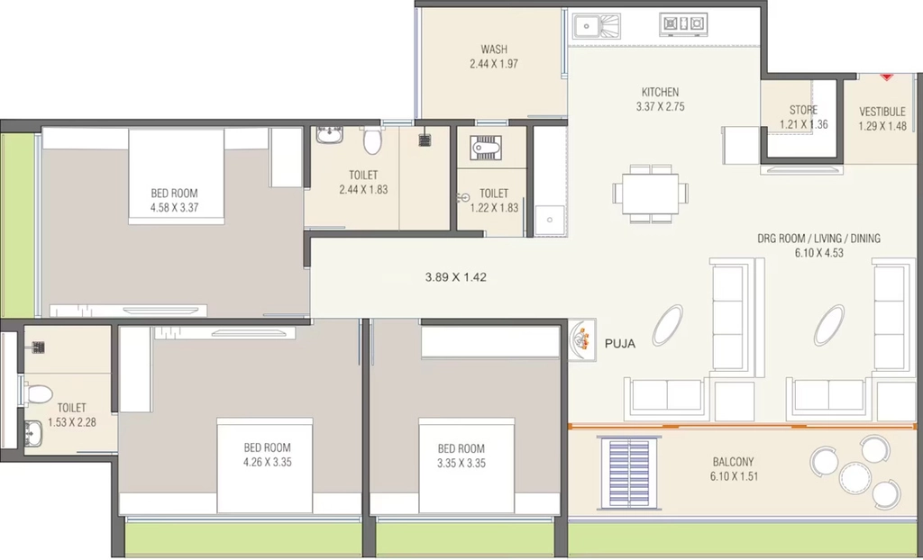 3 BHK Flat in Sai Green Ville in Nikol, Ahmedabad - Image 921906
