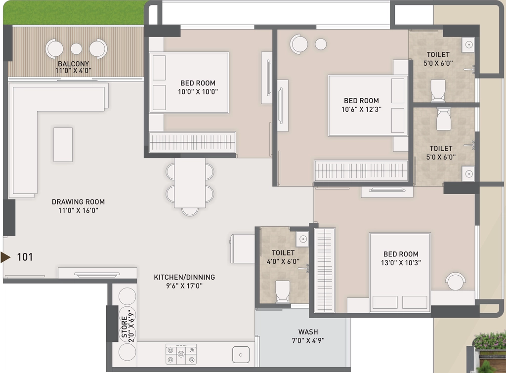 3 BHK Flat in Shivman Aura Parisar in New Maninagar, Ahmedabad - Image 921952