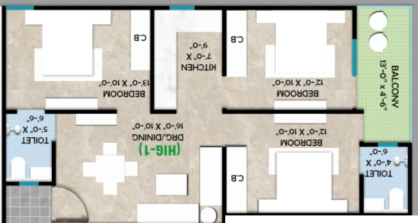 3 BHK Flat in Saraswati Signature Homes in Sector 16 B, Greater Noida - Image 921968