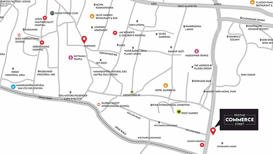 Location of Pristine Commerce Street in Moshi, Pune - Image 411882