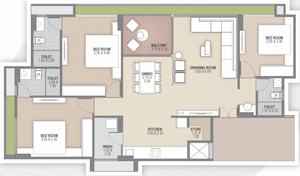 3 BHK Flat in Sudarshan Saket in Chandkheda, Ahmedabad - Image 921969
