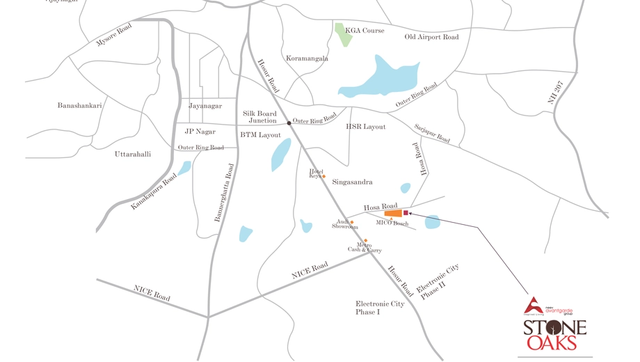 Location of Neev Stone Oaks in Hosa Road, Bangalore - Image 411907