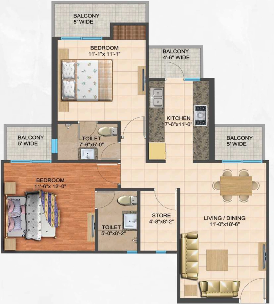 2 BHK Flat in PS Apartment in Vrindavan Yojna, Lucknow - Image 921993