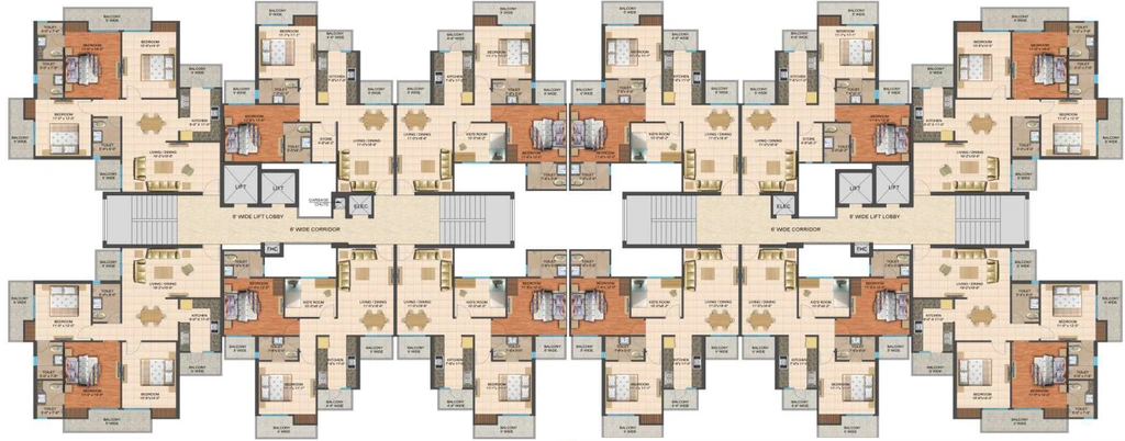 Floor Plan of PS Apartment in Vrindavan Yojna, Lucknow - Image 411948