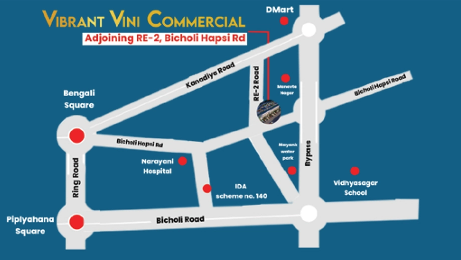 Location of Vibrant Vini Commercial in Bicholi Mardana, Indore - Image 412417