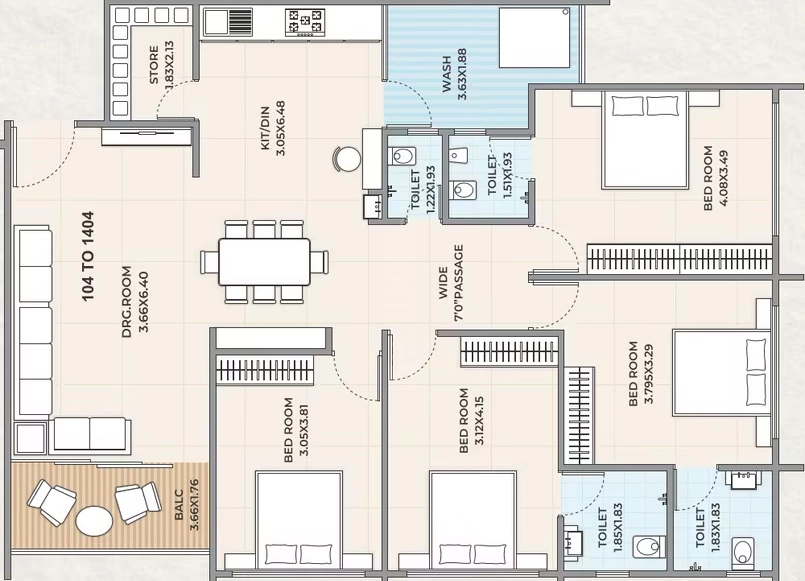 4 BHK Flat in Tapas Fortune Empire in Hanspura, Ahmedabad - Image 922003