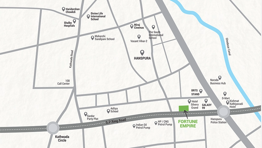 Location of Tapas Fortune Empire in Hanspura, Ahmedabad - Image 411954