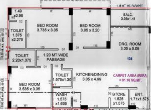 3 BHK Flat in Tricon DS 208 in Vastral, Ahmedabad - Image 922018