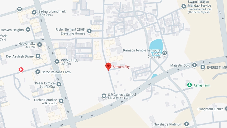 Location of Tvamev Satvam Sky in Hanspura, Ahmedabad - Image 412061