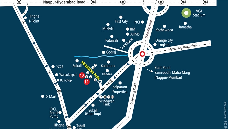 Location of Vrindavan Park 12 in Mihan, Nagpur - Image 412125