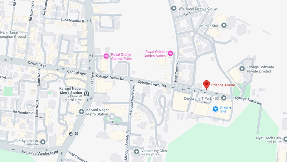 Location of Pristine Amore in Kalyani Nagar, Pune - Image 412188