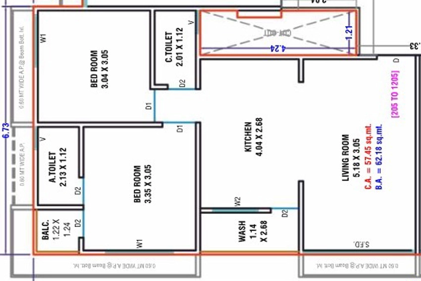 2 BHK Flat in Meera Madhav Heights in Amroli, Surat - Image 922163