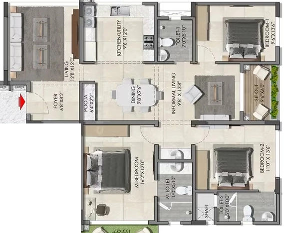 3 BHK Flat in Suguna Elite Avenue in Rajarajeshwari Nagar, Bangalore - Image 922213