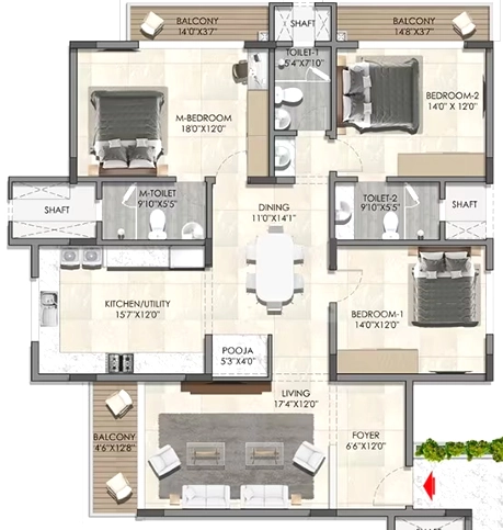 3 BHK Flat in Suguna Elite Avenue in Rajarajeshwari Nagar, Bangalore - Image 922214