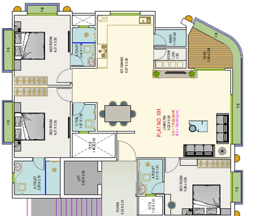 3 BHK Flat in Avenue 294 in Athwa, Surat - Image 922182