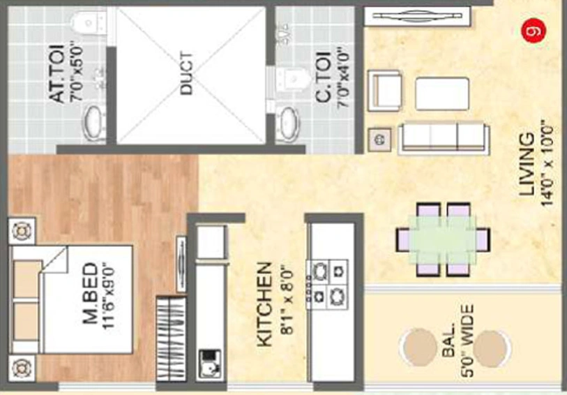 1 BHK Flat in Vaishnavi Pride in Kalyan East, Thane - Image 626882
